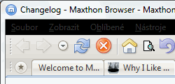 Černé menu prohlížeče Maxthon