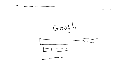 Skica titulní stránk Google malovaná poslepu